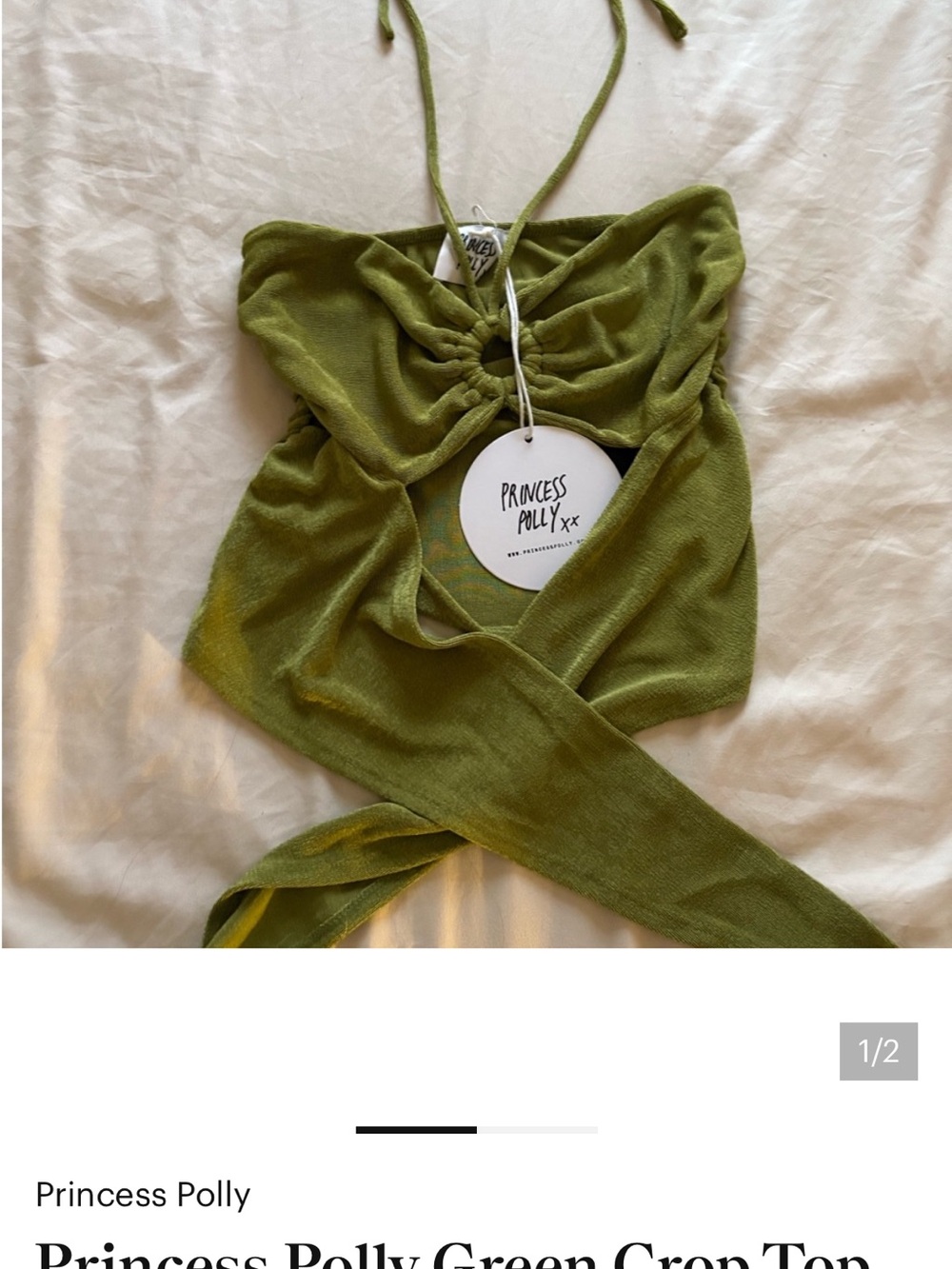 Princess Polly Green Ring-Detail Crop Top